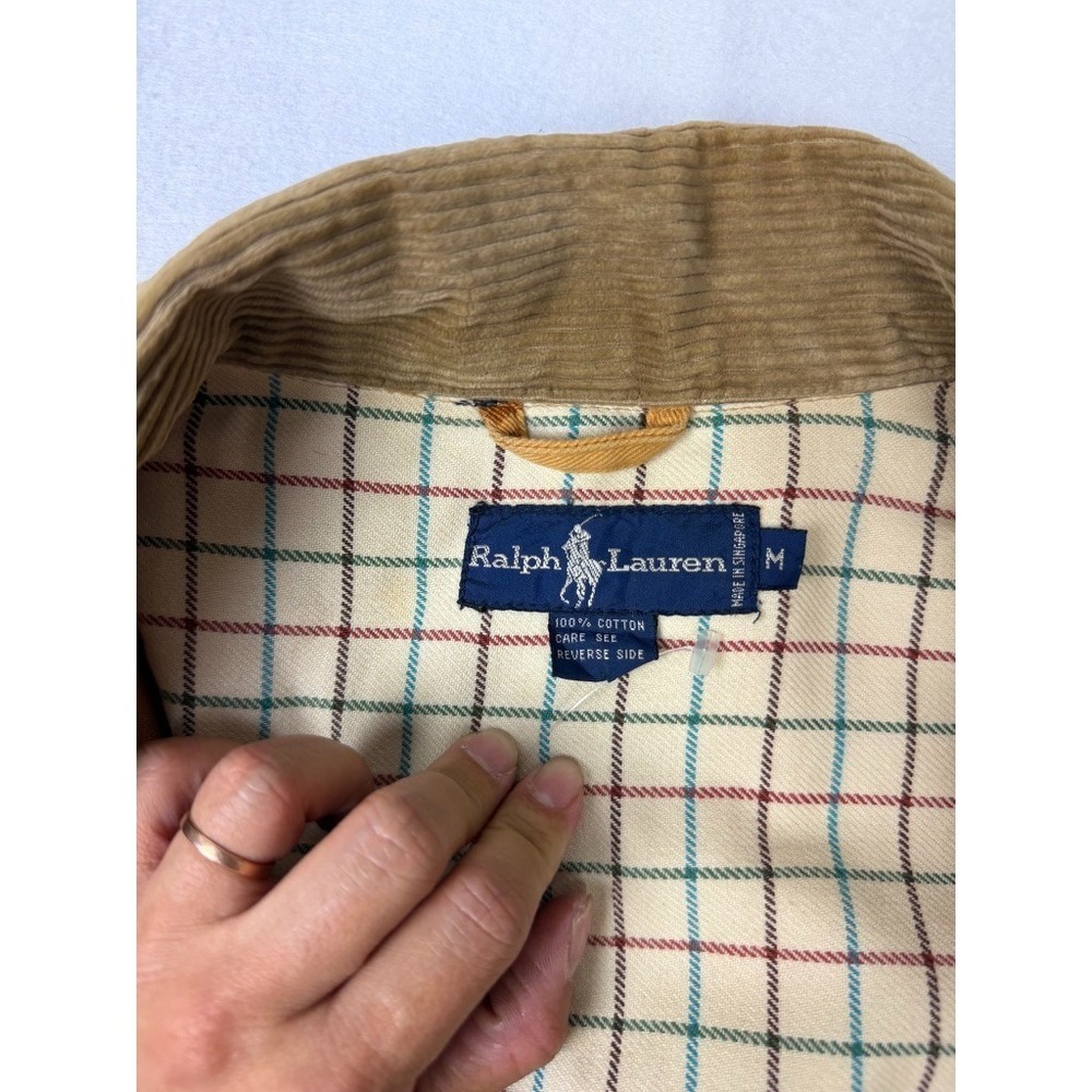 Vintage Ralph Lauren Polo Equestrian Print Chore Jacket Tan M - READ - Picture 15 of 16